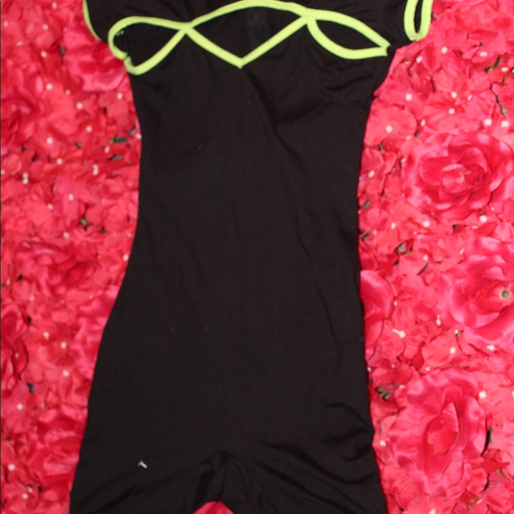 Fashion Nova bright green and black romper